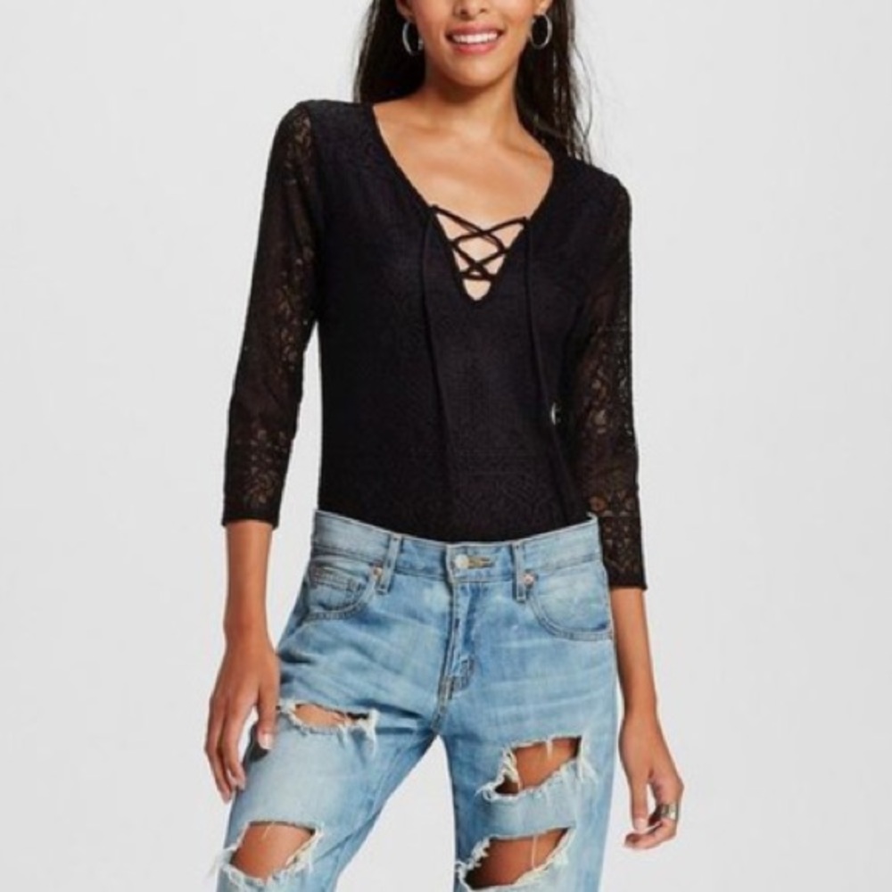 3/$15!!  Black Lace Bodysuit